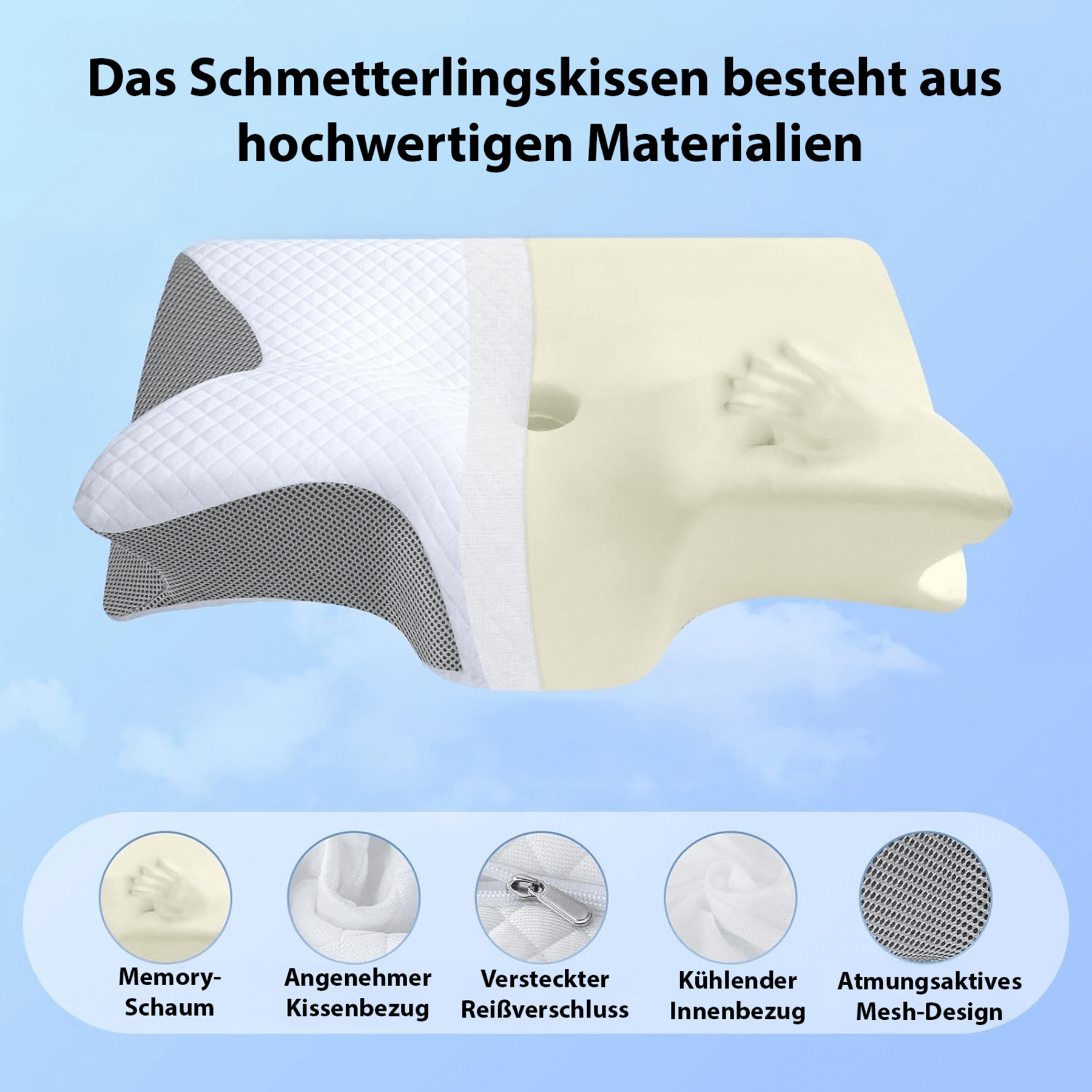LIKISA NINA - Ergonomisches Nackenkissen für Seiten- und Rückenschläfer